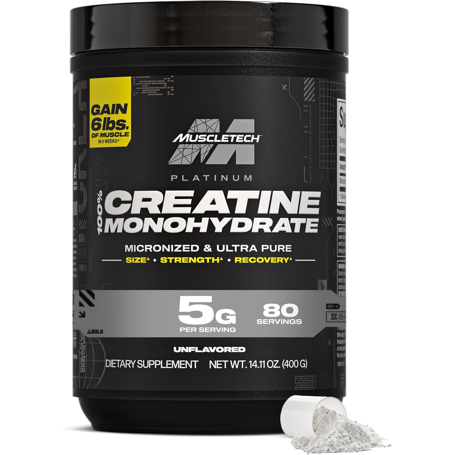 Muscletech Creatine Monohydrate Powder, Platinum Pure - Unflavored Micronized Creatine for Men & Women - Workout Supplements for Performance, Muscle Recovery & Builder-(80 Servings) Packaging May Vary