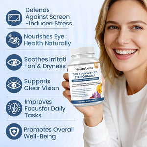 Neurobella Eye Formula, Neurobella 15 in 1 Advanced Eye Formula with All 3 Carotenoids, Lutein & Zeaxanthin, Saffron & Bilberry Extract