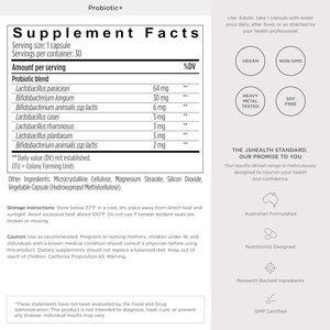 Jshealth Multi-Strain Probiotic Supplement. Advanced Gut Health Formula with 5 Clinically Studied Strains. Shelf-Stable, Vegan. by Nutritionist Jessica Sepel (30 Capsules)