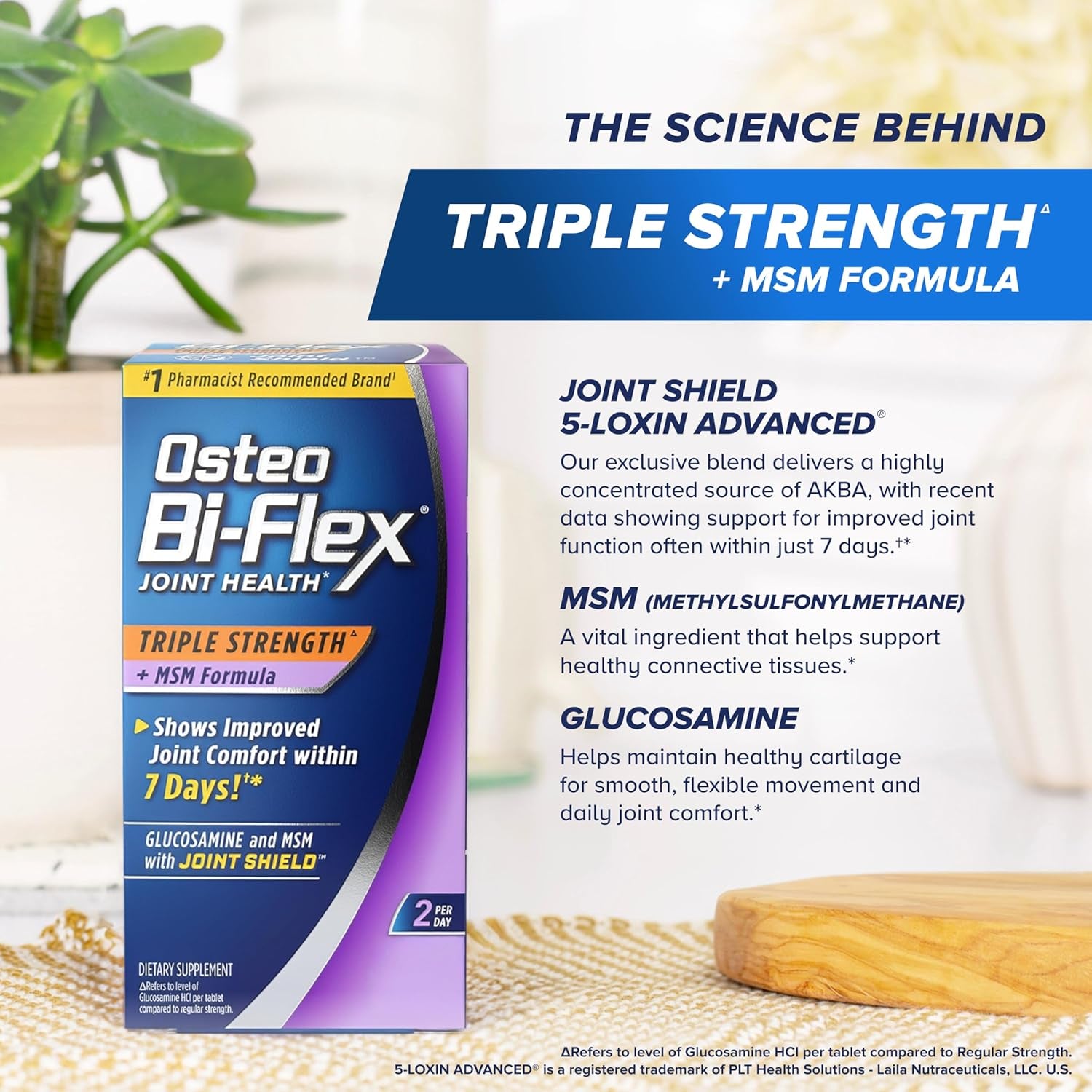 Osteo Bi-Flex Triple Strength Glucosamine Supplement with MSM, Improve Joint Function, Maintain Healthy Connective Tissue and Cartilage, 80 Coated Tablets