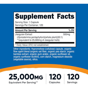 Nutricost Jiaogulan Extract 120 Capsules for 120 Servings per Bottle - Vegan, Gmo-Free, Gluten-Free