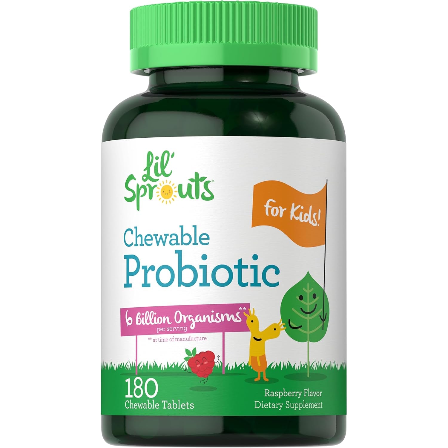 Carlyle Probiotics for Kids Chewable | 180 Count | 6 Billion Cfus | Raspberry Flavor | Non-Gmo & Gluten Free Supplement | by Lil' Sprouts