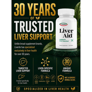 LIVERITE Liver Aid 2-Pack 120 Tablets (Total 240Ct) Supports Healthy Liver Function, Cleansing, Energy & Daily Wellness