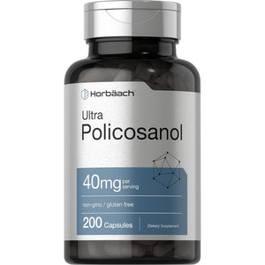 Horbäach Policosanol 40Mg | 200 Capsules | Non-Gmo and Gluten Free Supplement