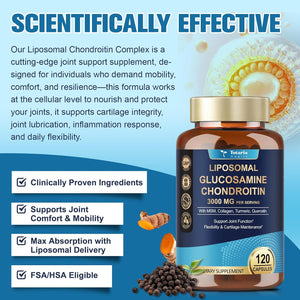 Totaria Liposomal Glucosamine Chondroitin MSM Collagen | 3000 MG | Joint Support Supplement Bone Health Support Flexibility & Cartilage Maintenance for Men & Woman Supplement, Non-Gmo
