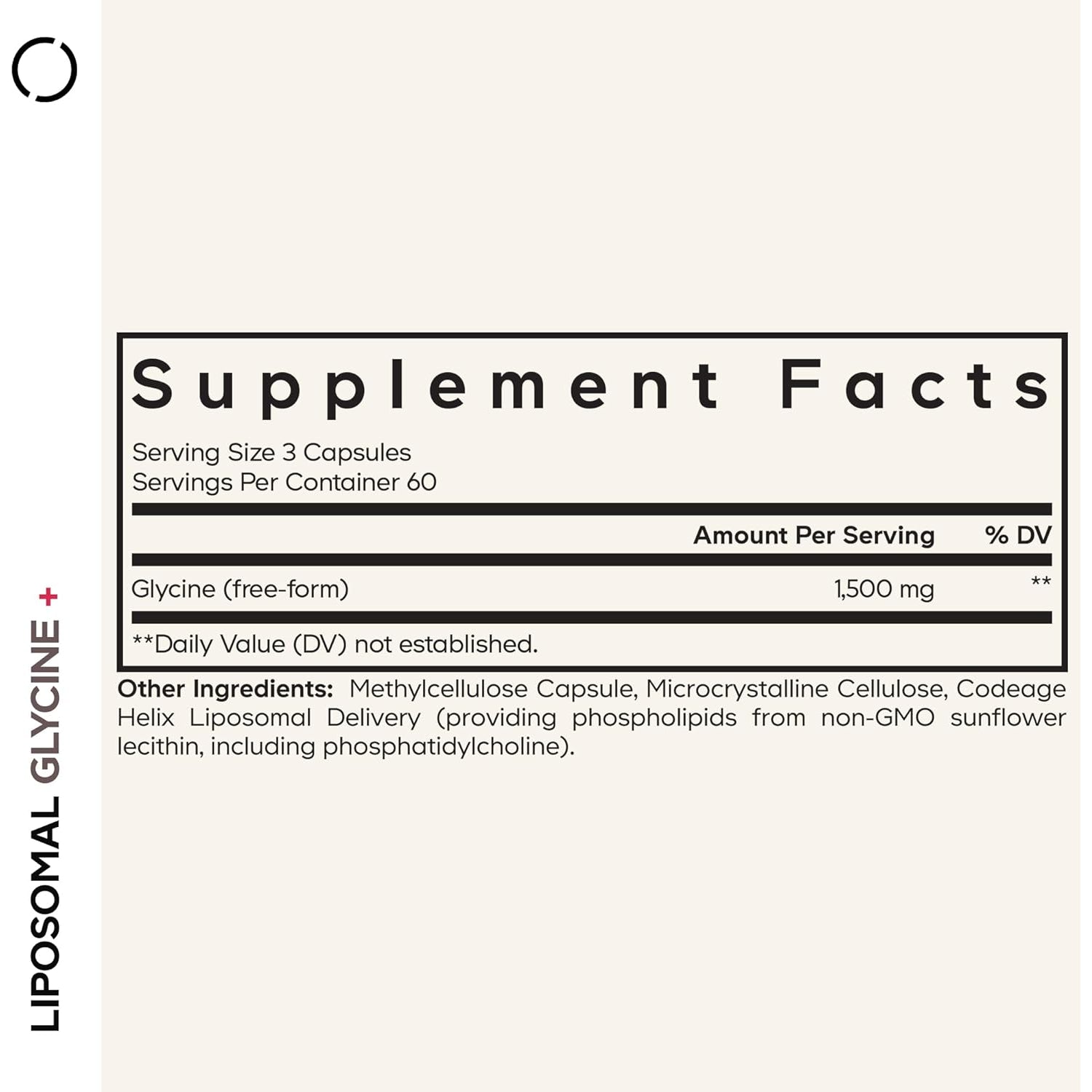 Codeage Liposomal Glycine+ – 1,500 Mg Free-Form Glycine Supplement with Liposomal Delivery, Amino Acid Support, 2-Month Supply – 180 Capsules