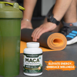 Mother Nature Organic Maca Root Capsules – 1600Mg, 120 Vegan Capsules – Non GMO Peruvian Yellow, Red & Black Maca for Men & Women - Energy, Hormone, Brain & Weight Well-Being