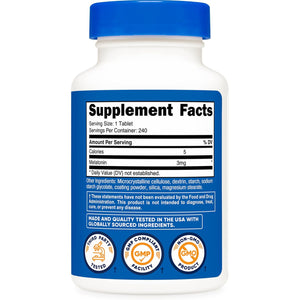 Nutricost Melatonin 3Mg, 240 Tablets - 3Mg per Serving, Non-Gmo, Gluten Free