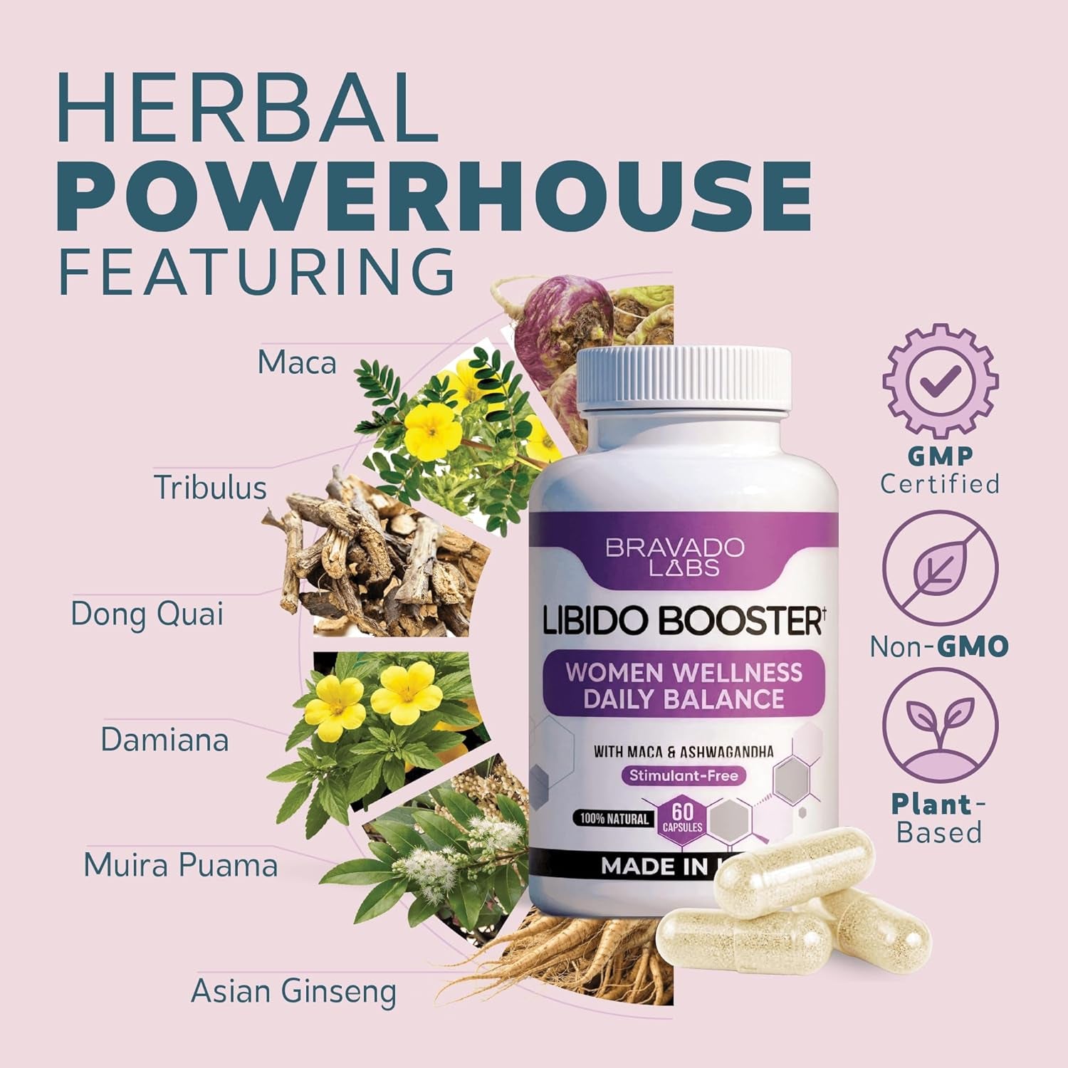 Female Libido Booster for Women – Advanced Women’S Intimacy & Confidence Support – Plant-Based Herbal Blend with Maca, Ginseng & L-Arginine – Made in USA – 60 Capsules