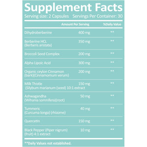 Dihydroberberine Supplement Hcl 750Mg – Enhanced Absorption Complex with Ceylon Cinnamon, Bitter Melon, R‑ALA, Milk Thistle – Supports Healthy Glucose Metabolism, Heart & Immune Health – 60 Capsules