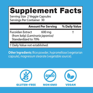 Doctor'S Best Fucoidan Supplement for Men & Women - Fucoidan Extract Capsules from Seaweed, Immune Health & Antioxidant Support, 600 Mg per Serving, Gluten Free, Non-Gmo, Vegan - 60 Veg Caps
