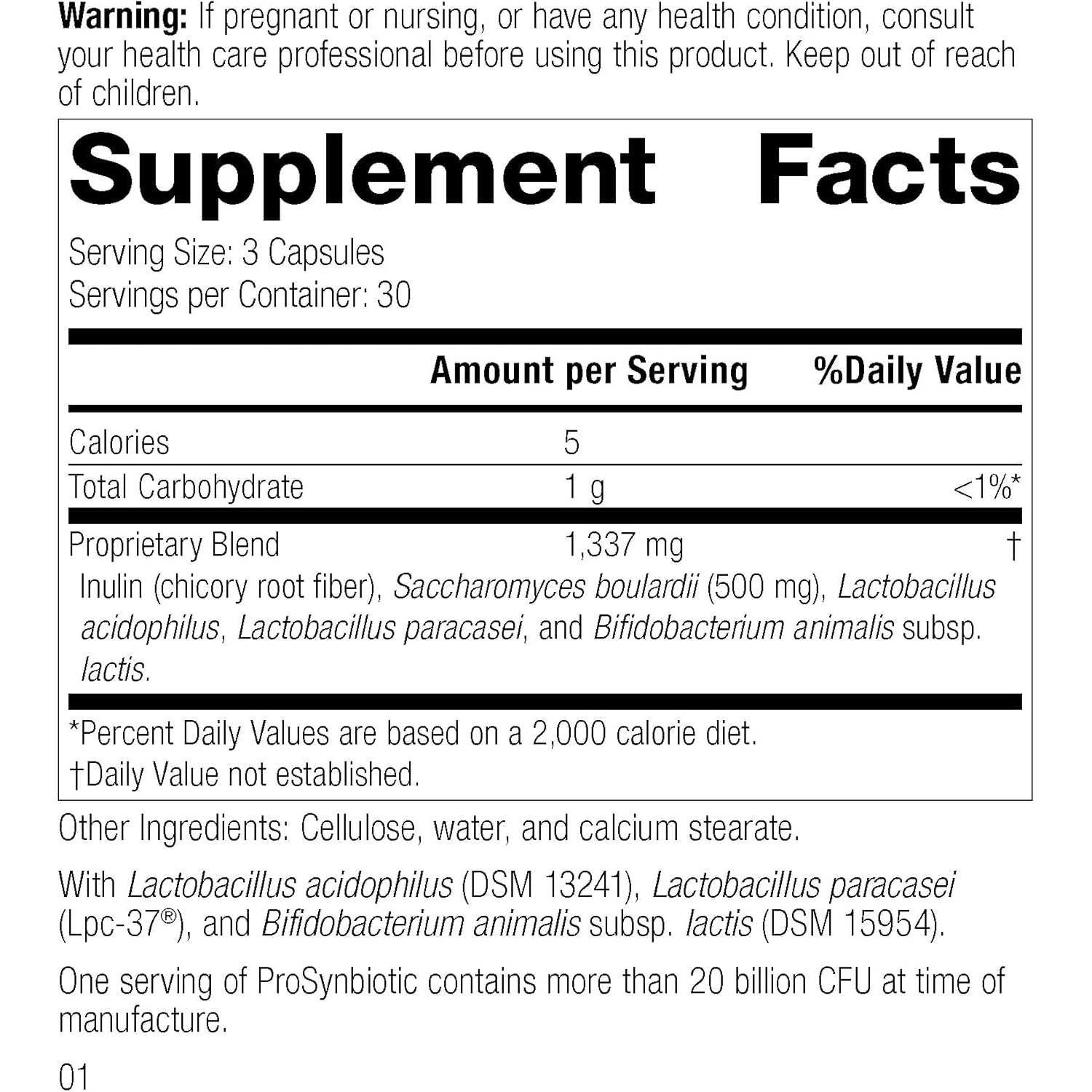 Standard Process Prosynbiotic - Whole Food Bowel, Immune Support, Digestion and Digestive Health with Bifidobacterium, Chicory Root, Lactobacillus Acidophilus, and Inulin - Vegetarian - 90 Capsules