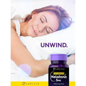 Carlyle Melatonin 5 Mg Fast Dissolve 300 Tablets | Berry Flavor | Vegetarian, Non-Gmo Supplement