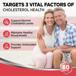 Cholesterol Supplements Gummies Sugar Free, Plant Sterols and Stanols Supplements plus Citrus Bergamot, Coq10 & Vitamins, Organic, Vegan, Natural Mixed Berry Flavor, 60 Chewables