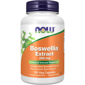 NOW Foods Supplements, Boswellia Extract 250 Mg, plus Turmeric Root Extract, 120 Veg Capsules