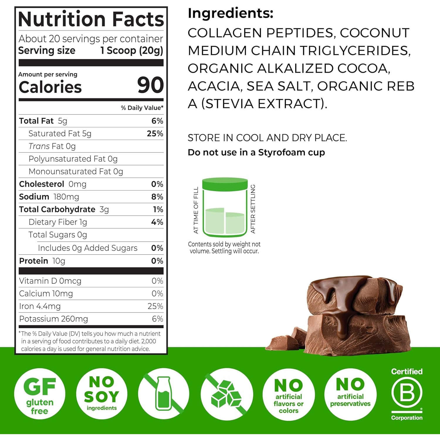 Orgain Keto Collagen Protein Powder, Chocolate - 10G Grass Fed Hydrolyzed Collagen Peptides for Women & Men, Type I & III, 5G MCT Oil - Hair, Skin, Nail, & Joint Support, Non-Gmo, Gluten Free - 0.88Lb