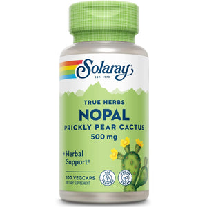SOLARAY Nopal Prickly Pear Cactus Capsules - 500 Mg per Serving, Rich in Naturally Occuring Fiber, Antioxidants, and Carotenoids, Provides Key Nutrients in a Vegan Formula - 100 Count Vegcaps