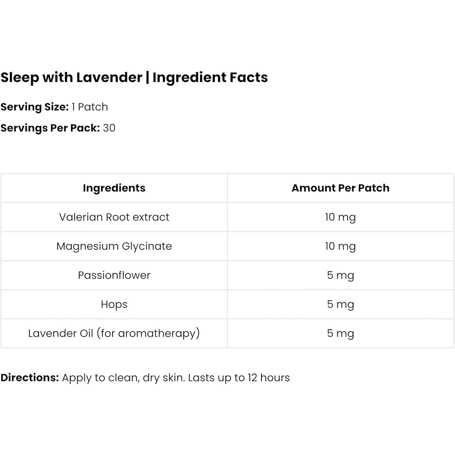 The Patch Remedy Sleep with Lavender Patch | Valerian, Passionflower, Hops, Magnesium Glycinate, Lavender | 30 Patches