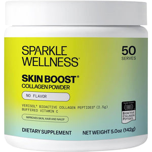 Sparkle Wellness VERISOL Bioactive Hydrolyzed Collagen Peptides | Collagen Powder Supplement with Vitamin C for Skin, Hair & Nail Health | Skin Boost (No Flavor) [50-Serves]