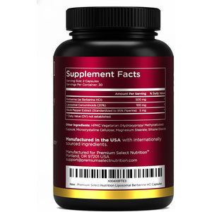 Liposomal Berberine HCL Capsules Supplement for Men and Women - 60 Capsules, 30 Servings - Third Party Tested, Made in USA