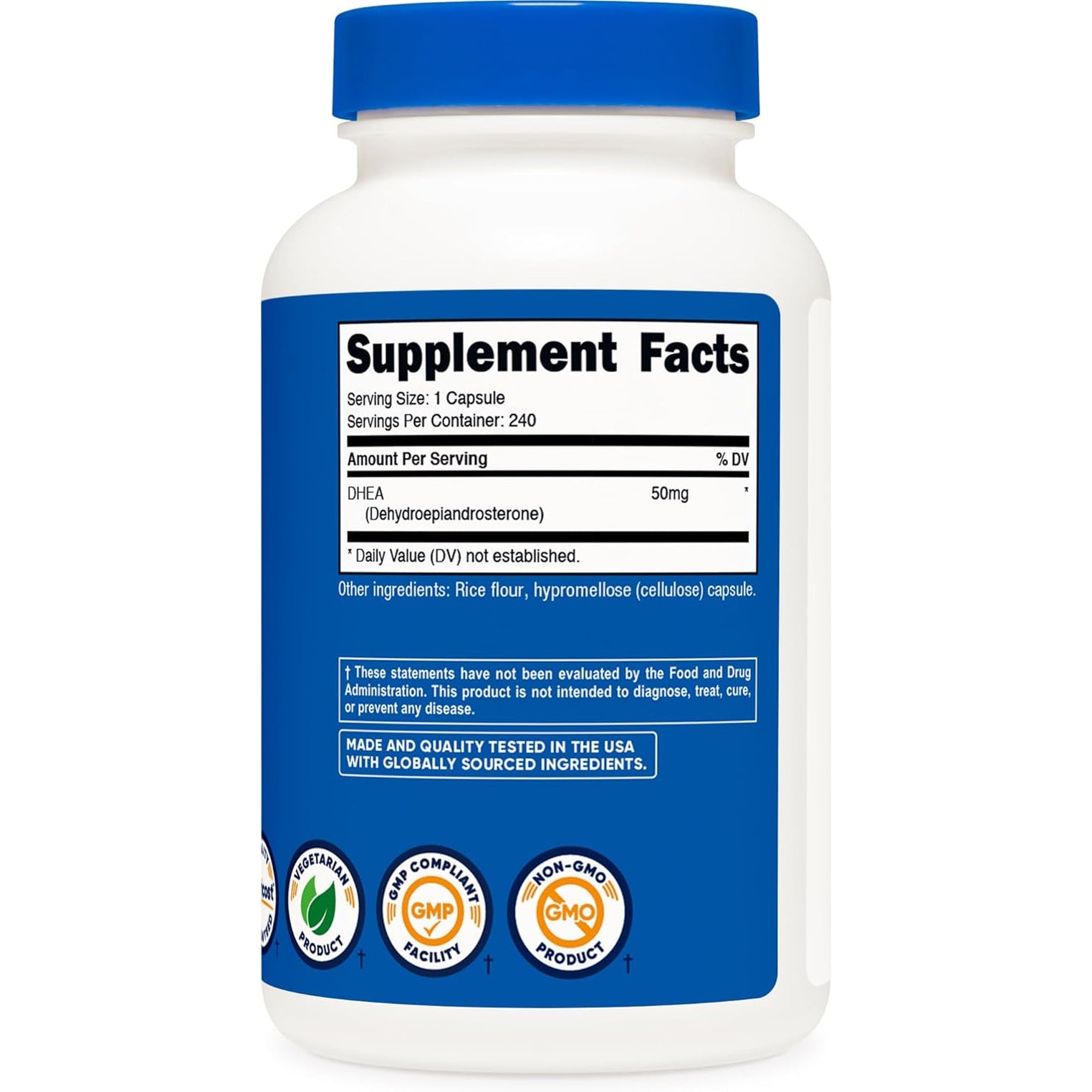 Nutricost DHEA 50Mg, 240 Capsules - Gluten Free, Soy Free, Non-Gmo, Supplement