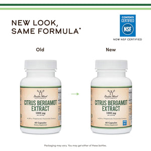 Citrus Bergamot Supplement - NSF Certified - Supports Healthy Cholesterol & Triglyceride Levels - 1000Mg, 60 Capsules (Bergamonte Standardization) by Double Wood