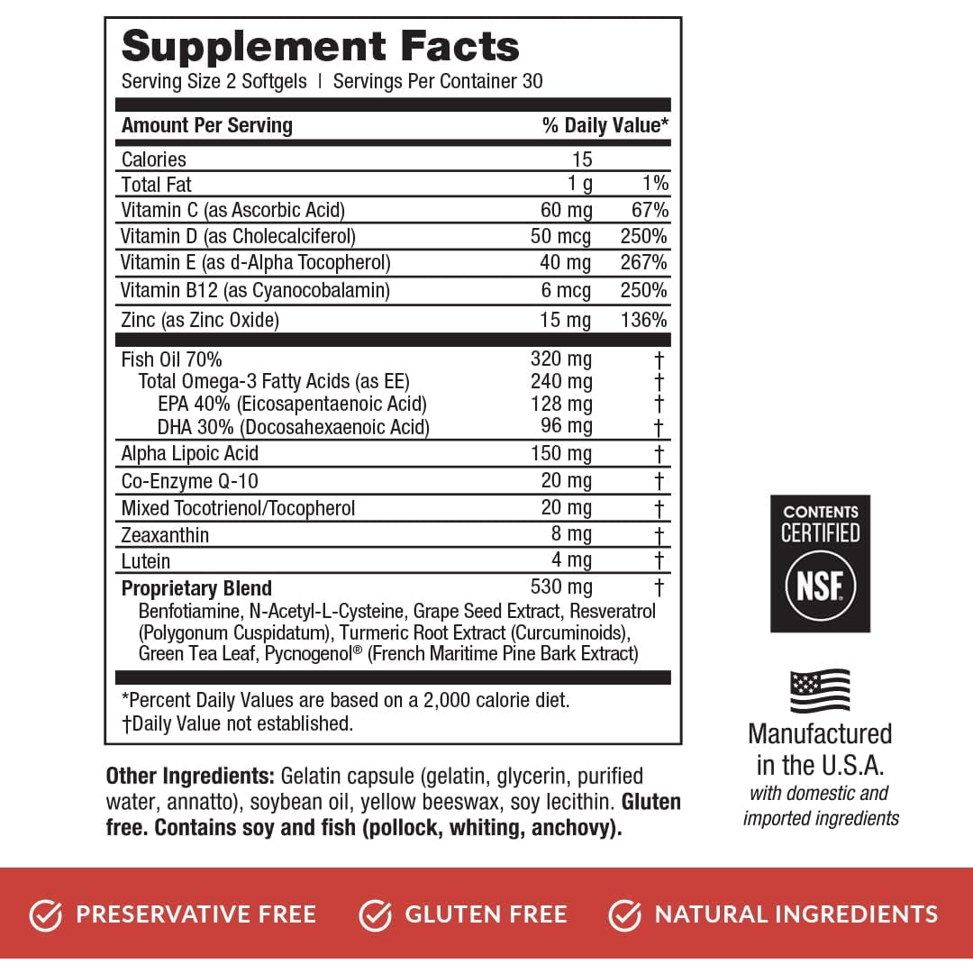 Eyepromise DVS Eye Vitamin - 60 Softgels, 30-Day Supply - Eye Supplement with Zeaxanthin and Lutein for Retinal Support & Improved Visual Function