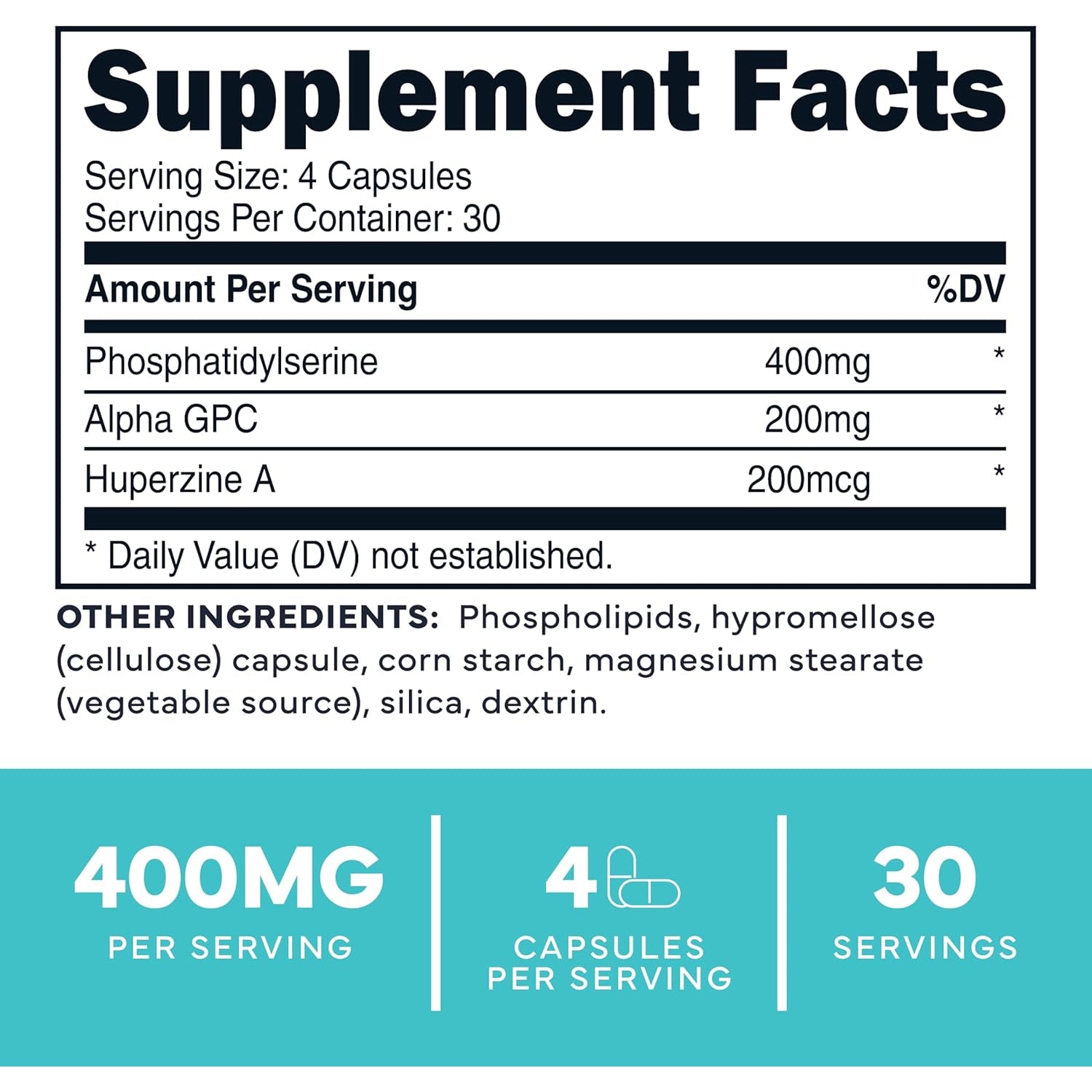 Type Zero Phosphatidylserine 3X Strength Nootropics Brain Support Supplement W/Alpha GPC, Huperzine a & Phosphatidylserine - Clean Focus & Memory Supplement for Brain Pills