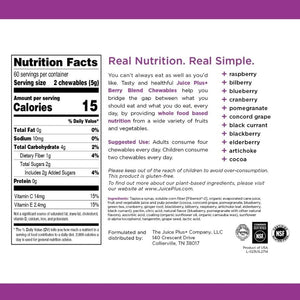 Juice Plus+ Fruit, Vegetable & Berry Blend Soft Chews (Chewables) - 30 Plant-Based Ingredients! Vegan Gummies for Kids & Adults - Gluten-Free, Non-Gmo, No HFCS - Prepacked 3 Pouches (30 Chews Each)