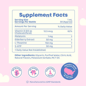 Joyspring Melatonin 1MG for Kids | 5HTP & L-Theanine – Sugar-Free Liquid Melatonin for Kids & Teens – Child-Friendly Sleep Supplement (1 Fl Oz)