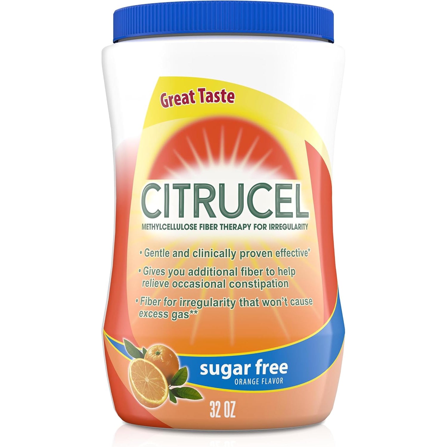 CITRUCEL Sugar Free Fiber Powder for Occasional Constipation Relief, Methylcellulose Fiber Powder, Orange Flavor - 32 Ounces