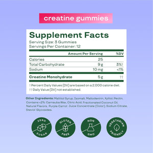 Bloom Creatine Monohydrate Gummies, 5G per Serving, Sugar Free Creatine Gummy for Workout, Strength, Cognitive Health & Lean Muscle Support, Gluten Free & Non GMO, Berry Boost, 36 Gummies, 12 SVG