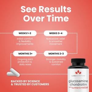 Luma Nutrition Glucosamine Chondroitin MSM - Turmeric, Boswellia - Premium Supplement - for Men and Women - Joint Supplement - 90 Capsules