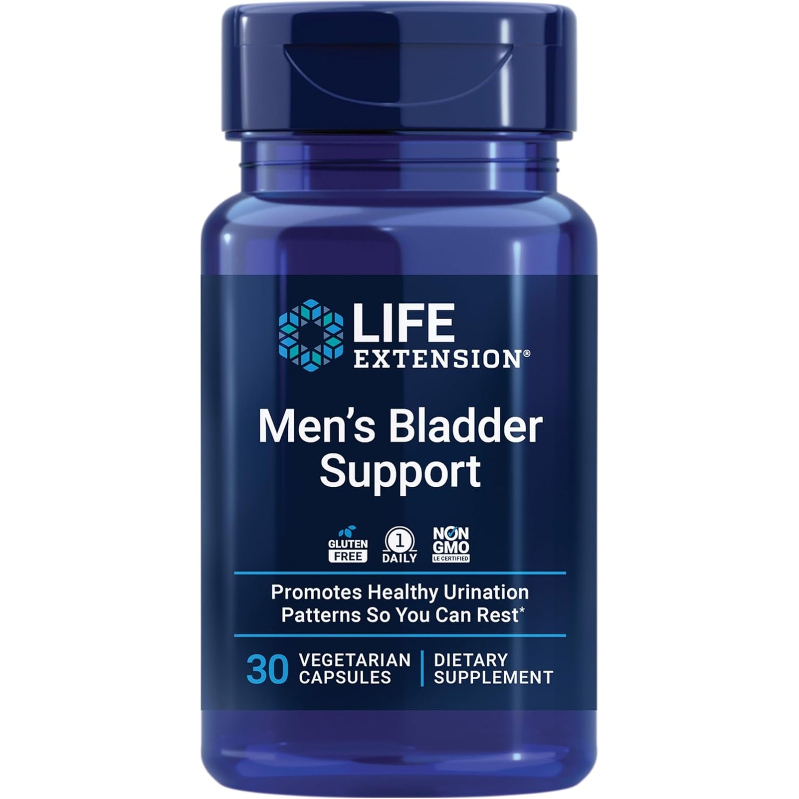 Life Extension Men'S Bladder Support, Melatonin, Beta-Sitosterol, Lycopene, Nighttime Urination, Sleep Patterns, Prostate Health, Bladder Support, Gluten Free, Non-Gmo, Vegetarian, 30 Capsules