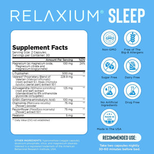 Relaxium Sleep Aid for Adults - Melatonin 5Mg with Magnesium Glycinate, Valerest & Ashwagandha - Non-Habit Forming Sleep Support for Falling Asleep & Staying Asleep (30-Day Supply)
