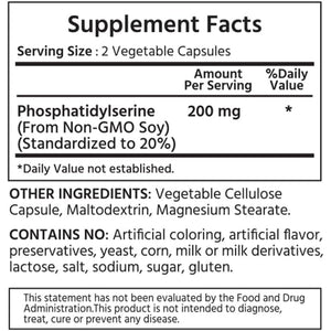 ML Naturals Phosphatidyl Serine 200Mg (Per Serving) – 120 Vegetable Capsules – Non-Gmo – Supports Memory & Brain Function