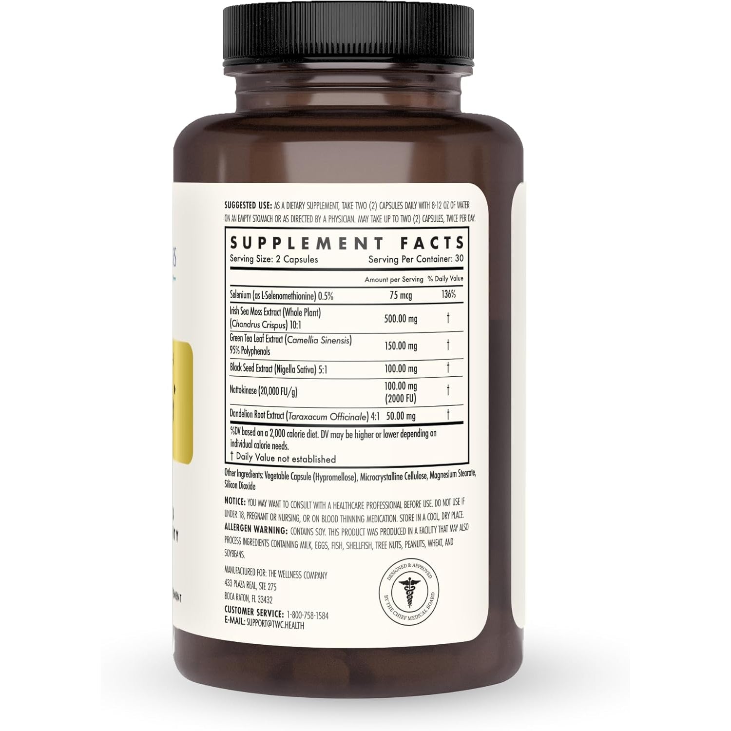 The Wellness Company Spike Support - Detox, Immune Health, Blood Flow, Anti-Clotting - Nattokinase, Dandelion Root, & Black Sativa | 60Ct (1 Month Supply)