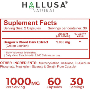Dragon’S Blood Capsules 1000Mg, Croton Lechleri Extract (Sangre De Drago, Sangre De Grado) Natural Digestion Support, Skin Healing, Ulcers, Stomach Sensitivity, Scarring, Antioxidant Support, 60 Count