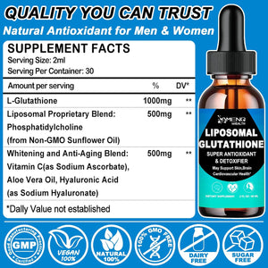 Liposomal Glutathione, Extra Strength Glutathione Supplement Liquid W. Aloevera Oil, Vitamin C & Hyaluronic Acid for Detox, Skin Whitening & Antioxidant Support, Max Absorption than Glutathione Powder