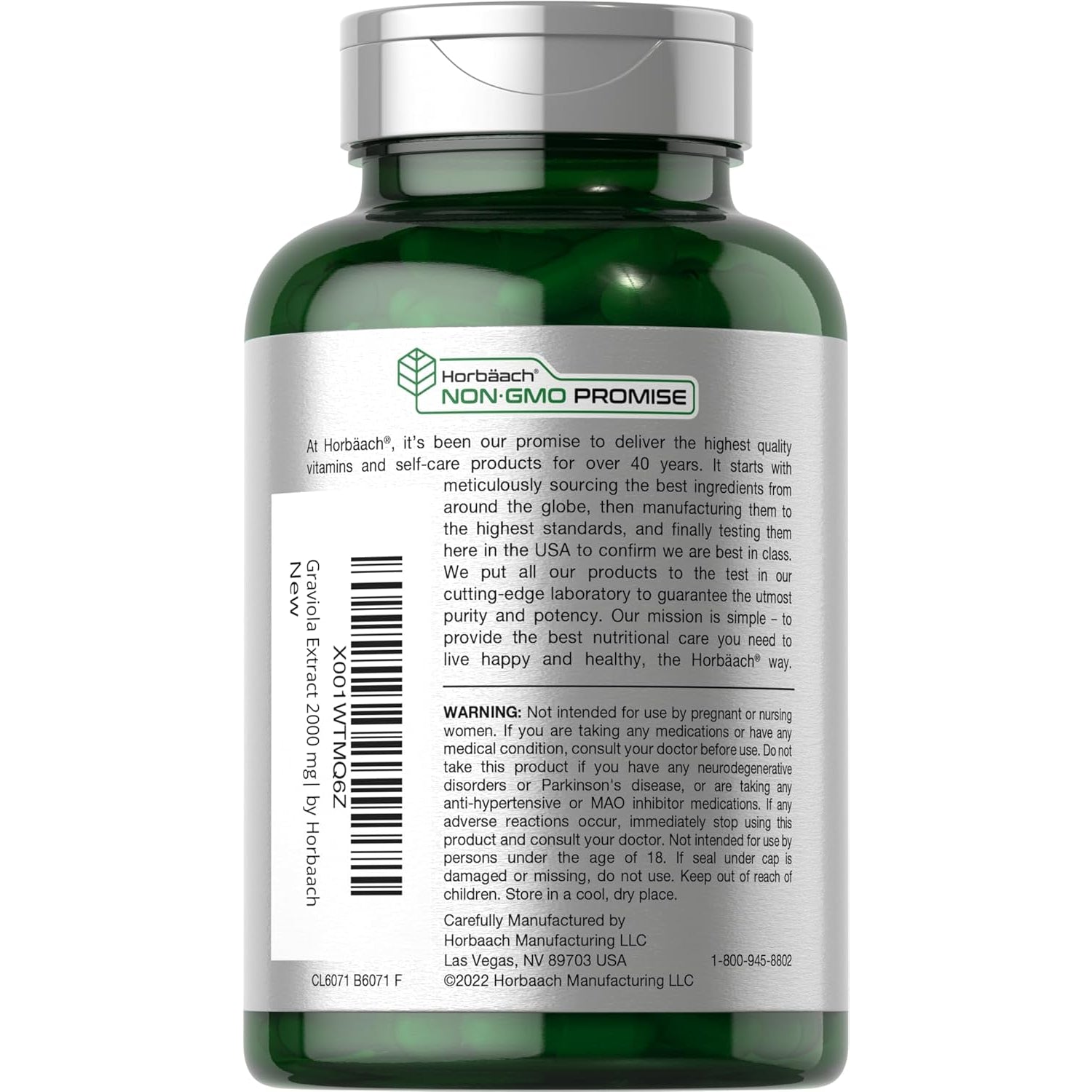 Horbäach Graviola Capsules | 120 Count | Soursop (Annona Muricata) | Non-Gmo & Gluten Free