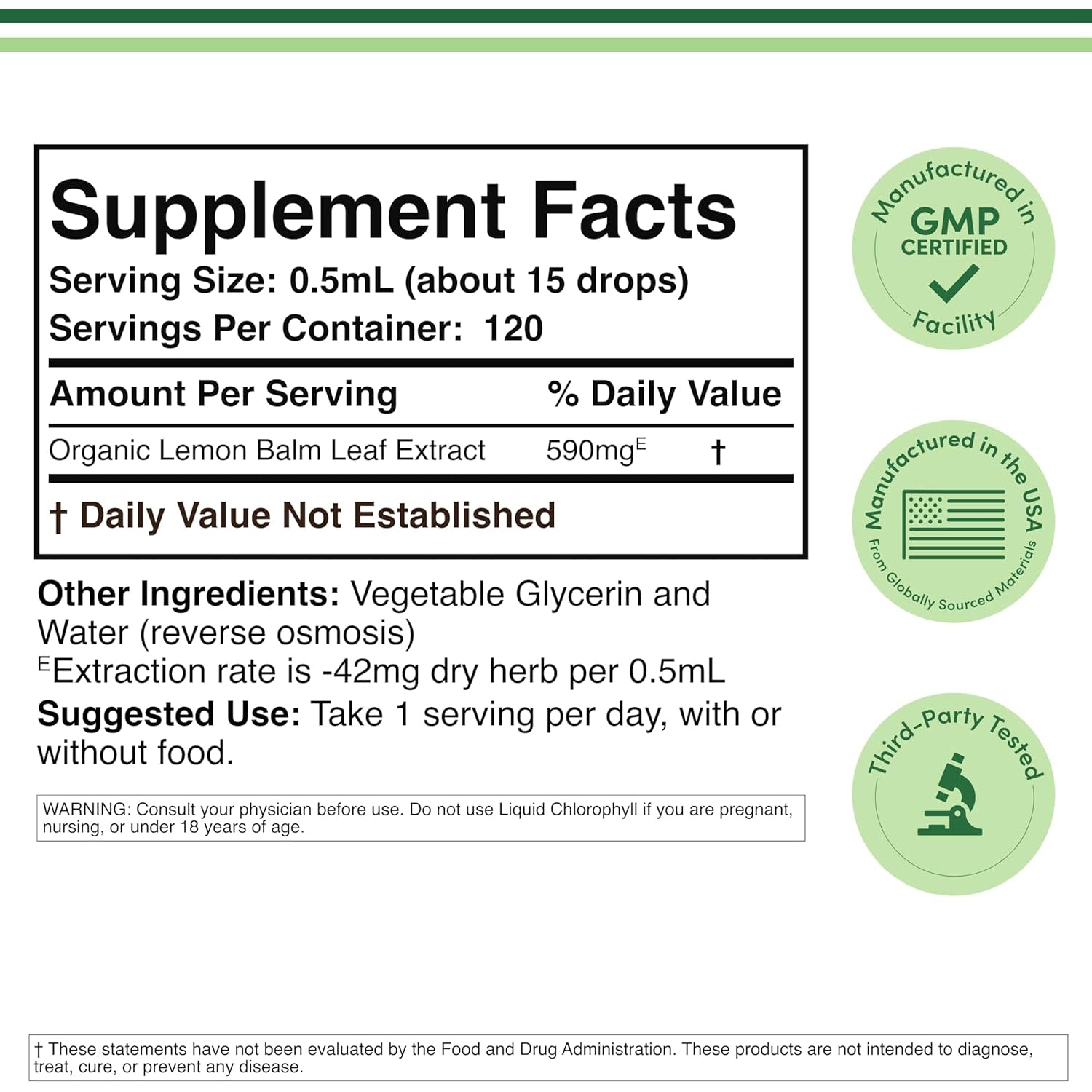 Double Wood Supplements Organic Lemon Balm Tincture - for Digestion & Relaxation 590Mg - 2FL OZ, 120 Servings (Better Absorbed than Capsules, Great for Lemon Balm Tea)