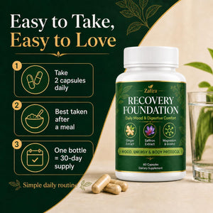 Zafira Recovery Foundation Capsules, Mood & Digestive Support with Saffron, Ginger, Non-Gmo, Gluten-Free, 60 Capsules (1 Pc)