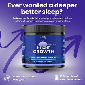 Heightener Height Growth Sleep Gummies - Vitamins to Grow Taller for True Height Potential, Natural Height Booster Increase Supplement for Kids and Adults | Calcium & Melatonin Multivitamin - 60 Gummy