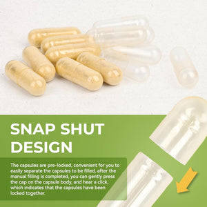 Size 000 Empty Vegetarian Capsules, (1000 Count) Vegan Clear Fillable Veggie Pill Capsules for DIY Supplement Filling