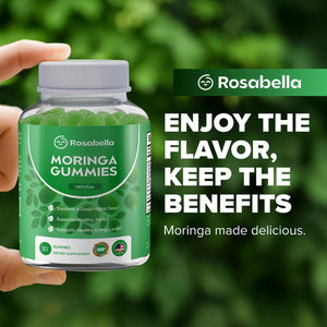 Rosabella Moringa Gummies – Moringa Leaf Extract 1000Mg Equivalent per Serving – Natural Energy & Balance – Non-Gmo, Gluten-Free Superfood Gummies for Women & Men – 30 Count