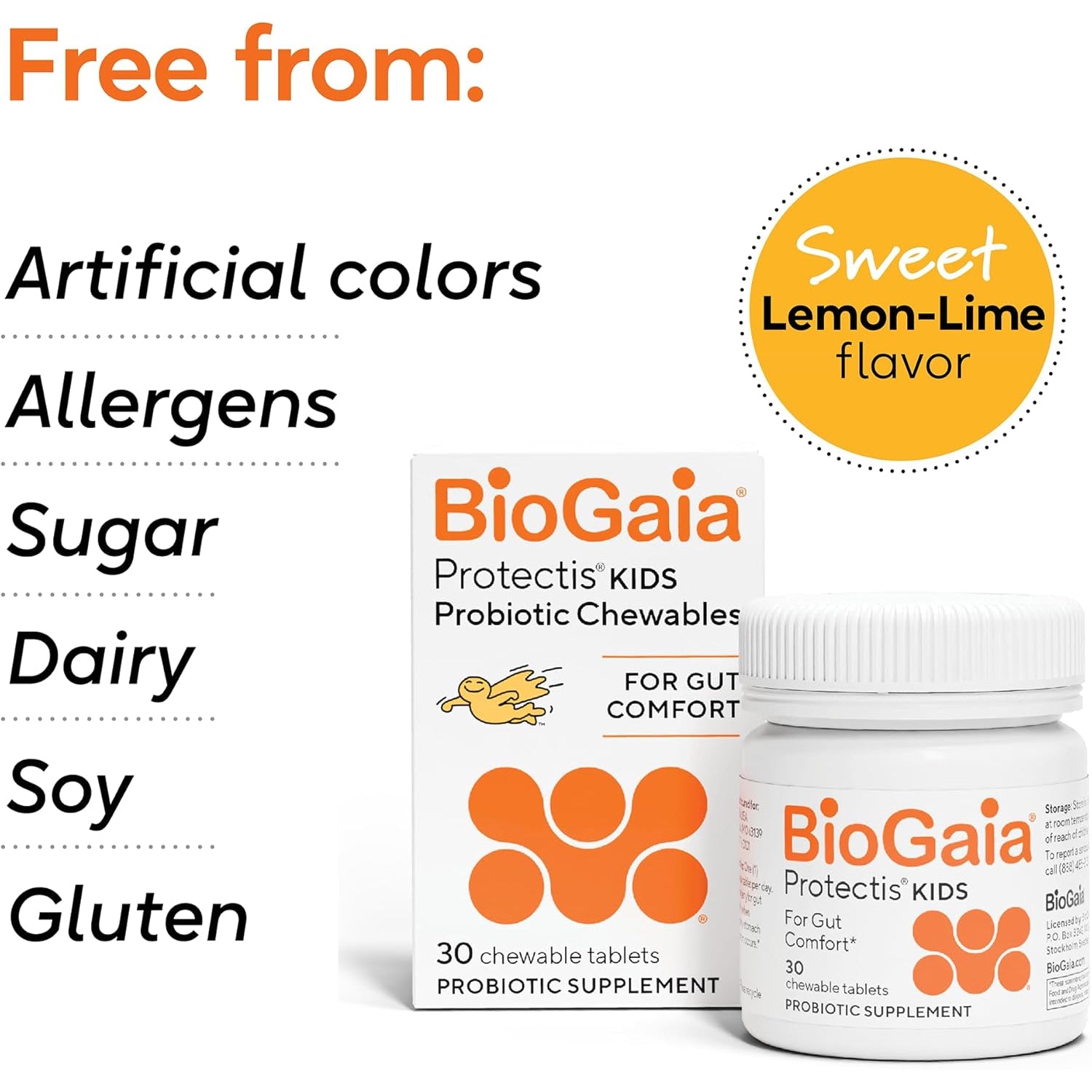 Biogaia Protectis Kids | Probiotic for Ages 3+ | Eases Occasional Digestive Issues & Promotes Regularity | Allergen, Dairy, Soy & Gluten Free | Backed by 30 Years of Research | 30 Day Supply