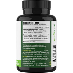 Forestleaf Berberine Supplement - 1300Mg per Serving - Ultra High Potency Berberine Hcl with Ceylon Cinnamon, Bitter Melon & Gymnema - GLP-1 Weight Management Support - 90 Caps