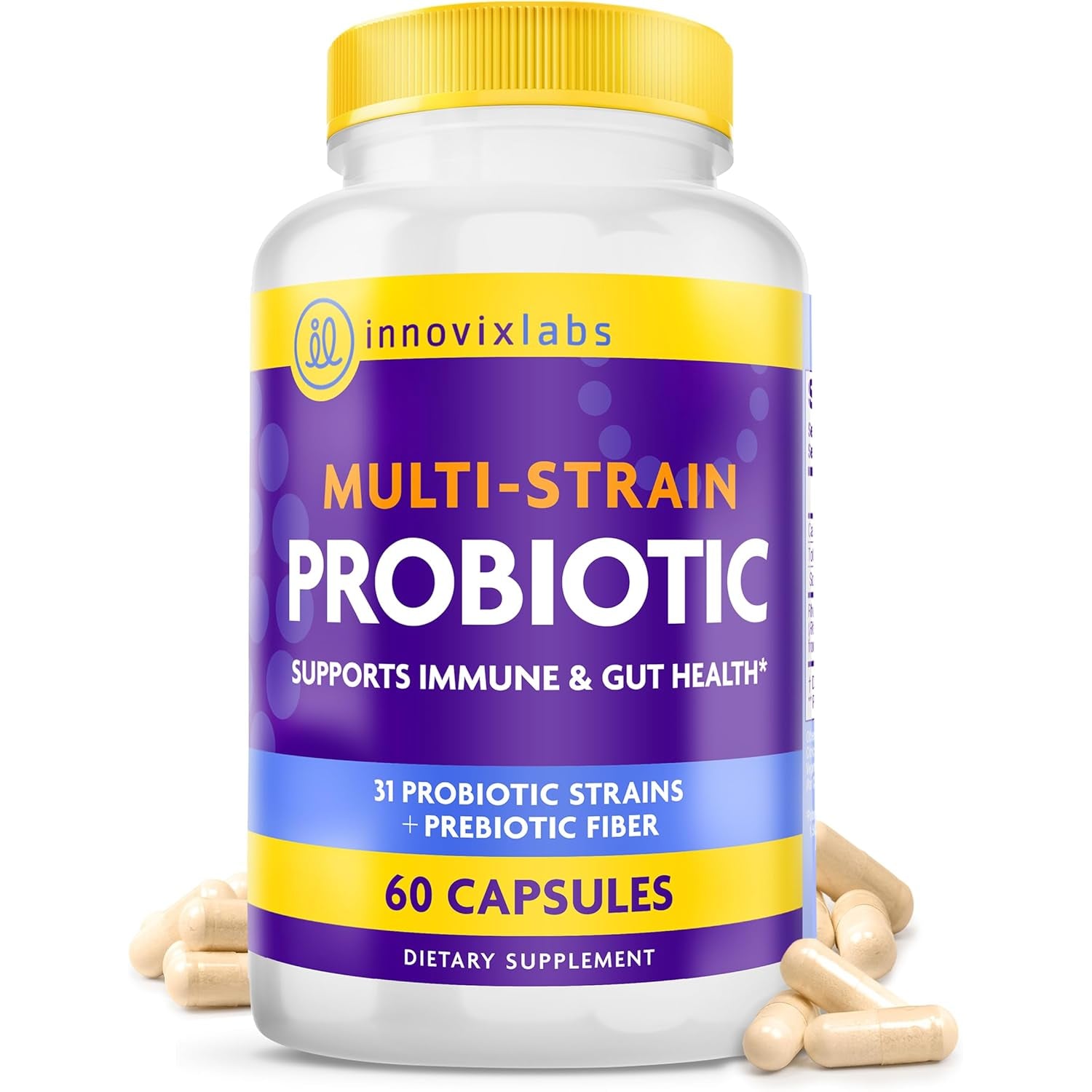 Innovixlabs Multi Strain Probiotics for Women & Men - Probiotic Supplement - 50 Billion CFU - Gut Health, Immune Support, Digestion, Lactobacillus Acidophilus, Prebiotics and Probiotics, 60 Capsules