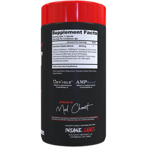 Insane Labz Psychotic Diablo Thermogenic Fat Burner for Men and Women with Grains of Paradise Theobromine Dandelion Root Extract Fueled by Ampiberry, Appetite Suppressant - 60 Servings