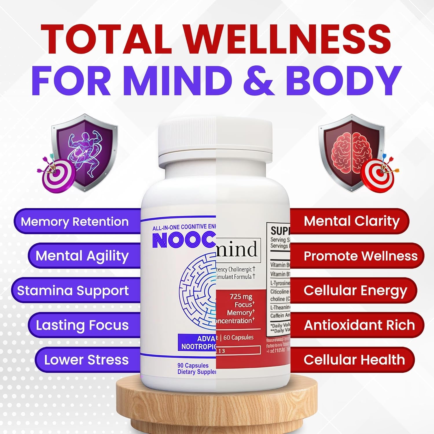 Vyvamind Neurostimulant + Focus Aid & NOOCEPTIN All-In-One Cognitive Enhancer Supplement, Dual Action Brain & Neurotransmitter Support, Our Best Nootropic Formula yet with Caffeine & L-Theanine